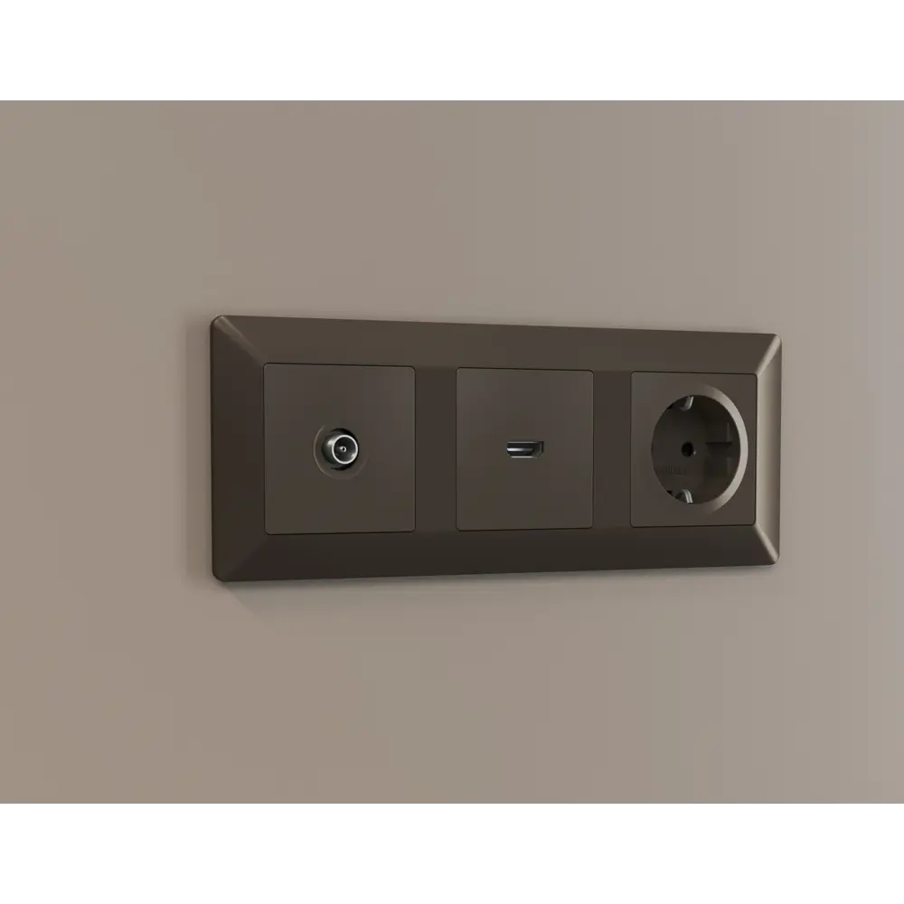 Фото 2 Рамка для розеток и выключателей Ambrella volt Alfa Line AF110633 3 поста цвет темная бронза матовый Фото 2 Рамка для розеток и выключателей Ambrella volt Alfa Line AF110633 3 поста цвет темная бронза матовый