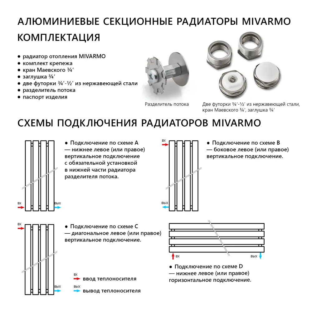Фото 4 Радиатор секционный Mivarmo A.1750 1640/64 4 секции нижняя универсальная подводка алюминий серый Фото 4 Радиатор секционный Mivarmo A.1750 1640/64 4 секции нижняя универсальная подводка алюминий серый