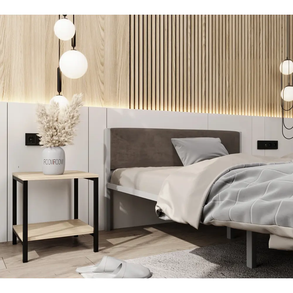 Фото 3 Кровать Roomiroom 120x200 см металл цвет серый Фото 3 Кровать Roomiroom 120x200 см металл цвет серый