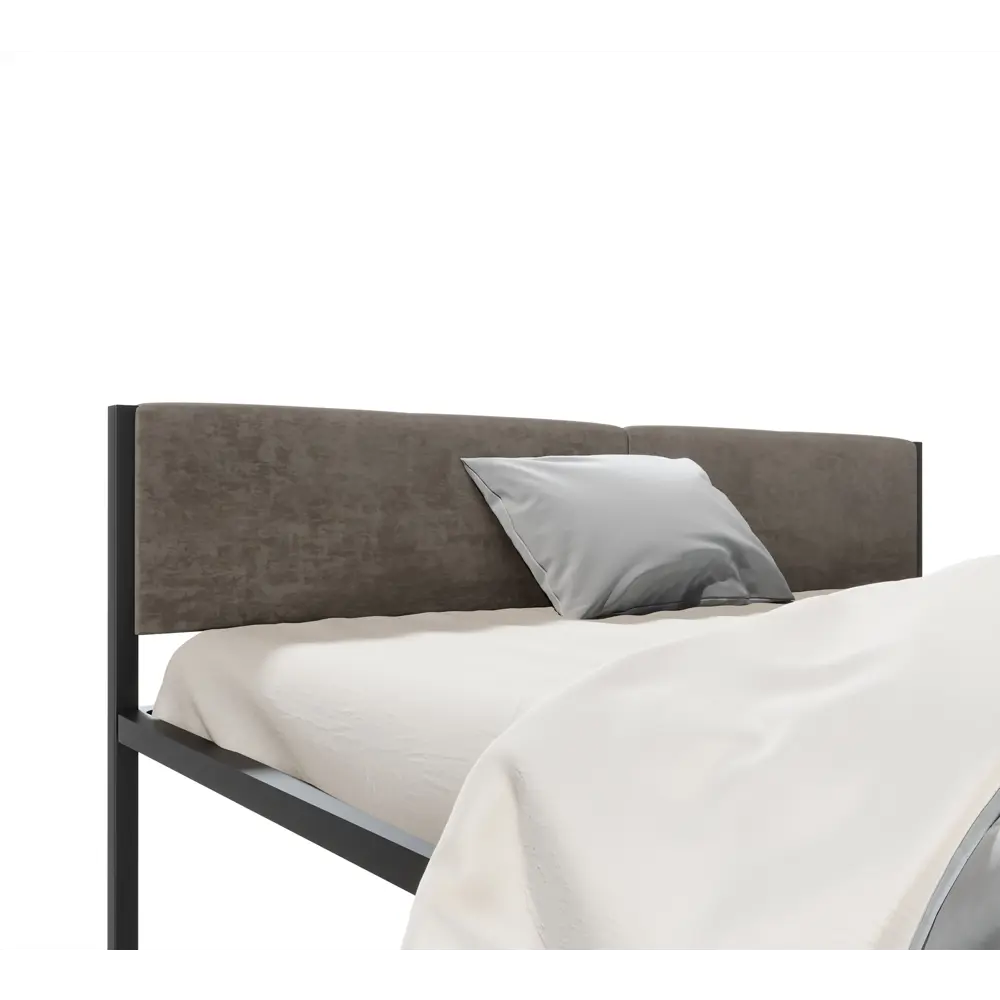 Фото 4 Кровать двуспальная с мягким изголовьем Roomiroom Bstone 160x200 см цвет черный/коричневый Фото 4 Кровать двуспальная с мягким изголовьем Roomiroom Bstone 160x200 см цвет черный/коричневый