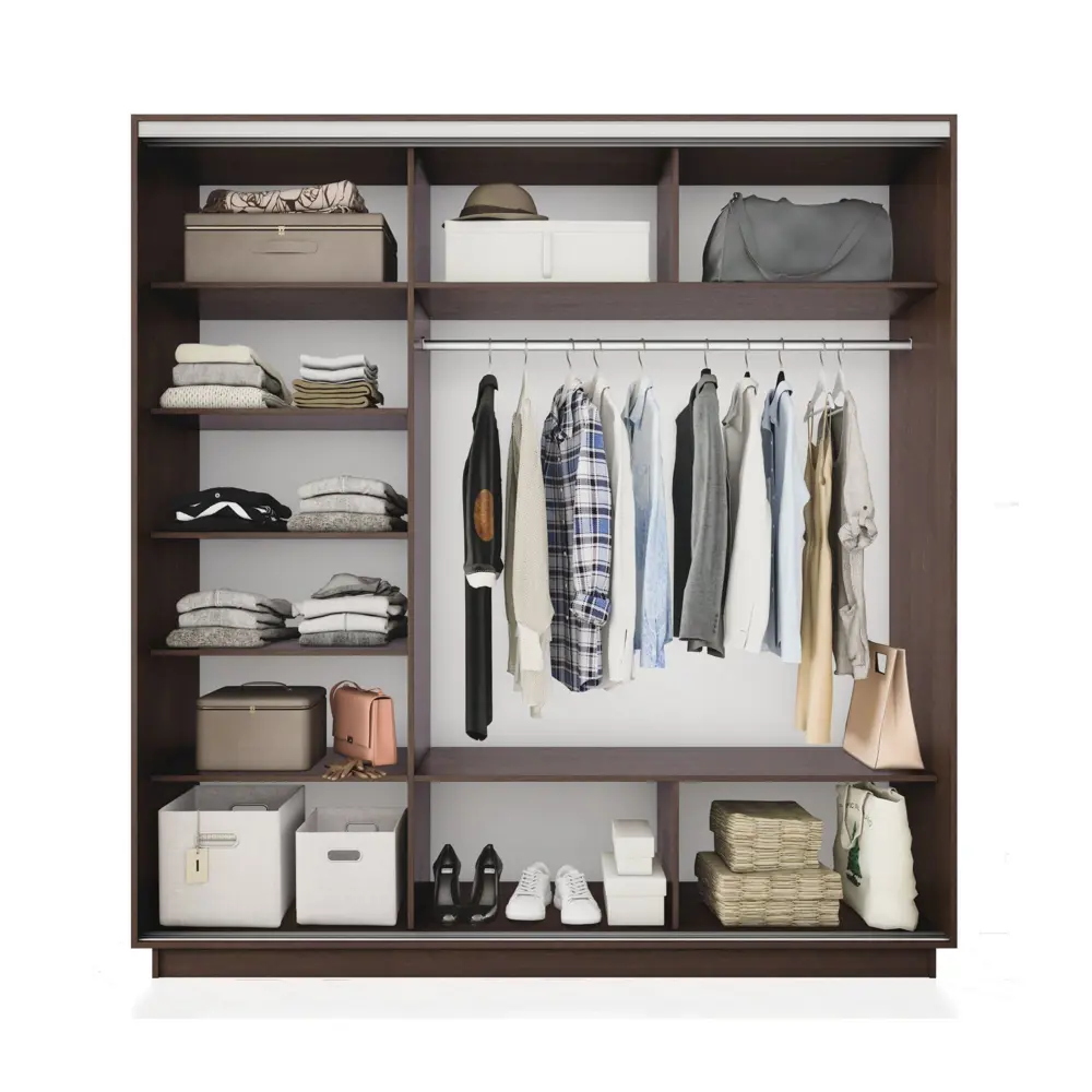 Фото 2 Шкаф-купе Мебельная Компания Е1 3 дверный 240x180x60 см зеркало 9 полок ЛДСП цвет венге Фото 2 Шкаф-купе Мебельная Компания Е1 3 дверный 240x180x60 см зеркало 9 полок ЛДСП цвет венге