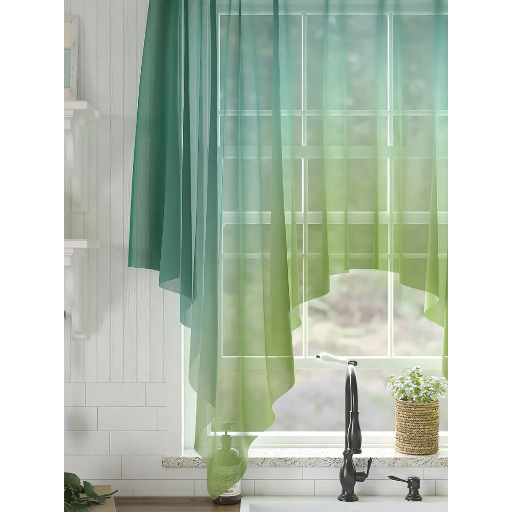 Фото 2 Тюль Helga Базовая коллекция HH534139 на шторной ленте 145x200 см цвет зеленый Фото 2 Тюль Helga Базовая коллекция HH534139 на шторной ленте 145x200 см цвет зеленый