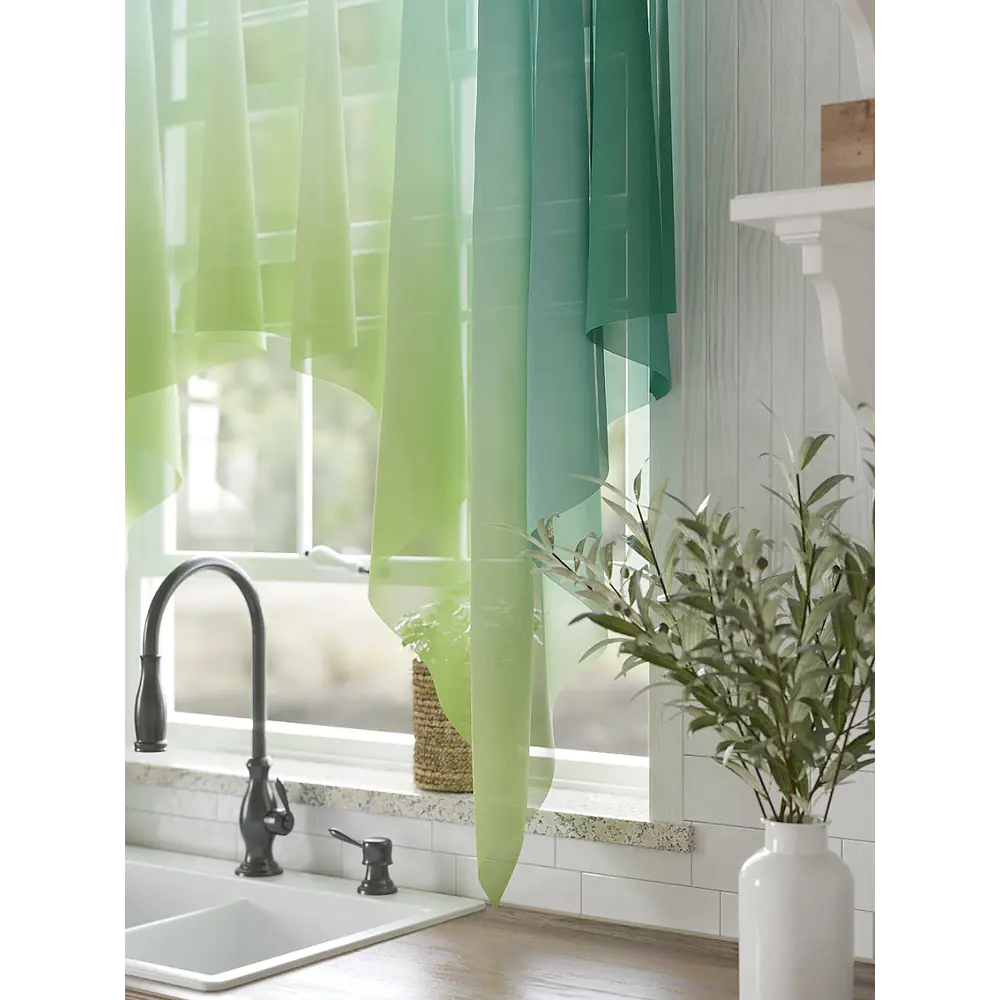 Фото 3 Тюль Helga Базовая коллекция HH534139 на шторной ленте 145x200 см цвет зеленый Фото 3 Тюль Helga Базовая коллекция HH534139 на шторной ленте 145x200 см цвет зеленый