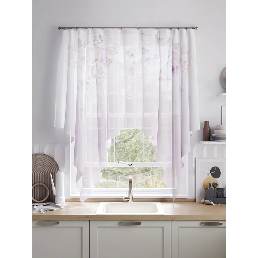 Фото 3 Тюль Helga Базовая коллекция HH534308 на шторной ленте 145x200 см цвет белый, бежевый, розовый, фиолетовый Фото 3 Тюль Helga Базовая коллекция HH534308 на шторной ленте 145x200 см цвет белый, бежевый, розовый, фиолетовый