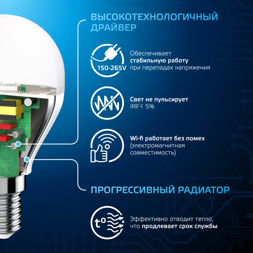 Фото 2 Набор ламп светодиодных Gauss E14 170-265 В 9.5 Вт шар малый матовая 950 Лм холодный белый свет 10 шт