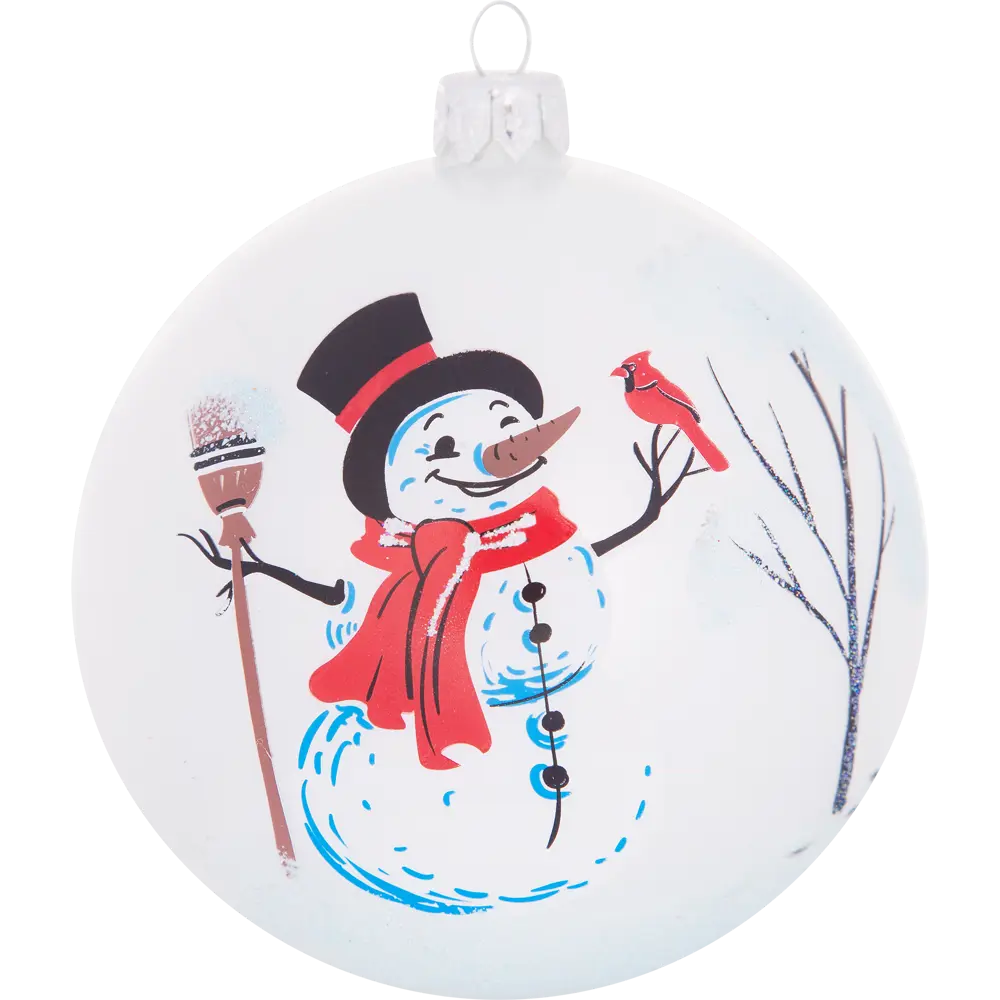 Фото 2 Шар ёлочный «Снеговик и снегирь» Фото 2 Шар ёлочный «Снеговик и снегирь»