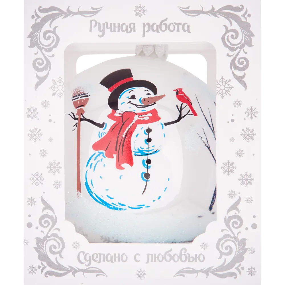 Фото 4 Шар ёлочный «Снеговик и снегирь» Фото 4 Шар ёлочный «Снеговик и снегирь»