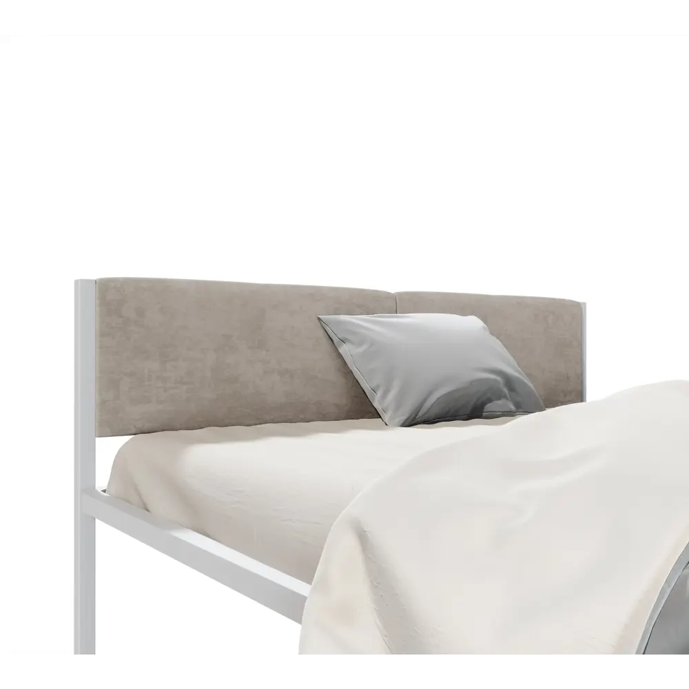 Фото 4 Кровать двуспальная с мягким изголовьем Roomiroom Gstone 140x200 см цвет серый/бежевый Фото 4 Кровать двуспальная с мягким изголовьем Roomiroom Gstone 140x200 см цвет серый/бежевый