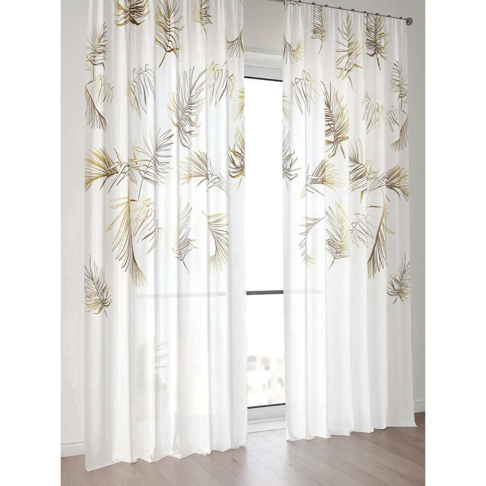 Фото Тюль Comfy Way Алоуна - 133 CW580133-240 150x240 см на шторной ленте цвет бежевый 2 шт