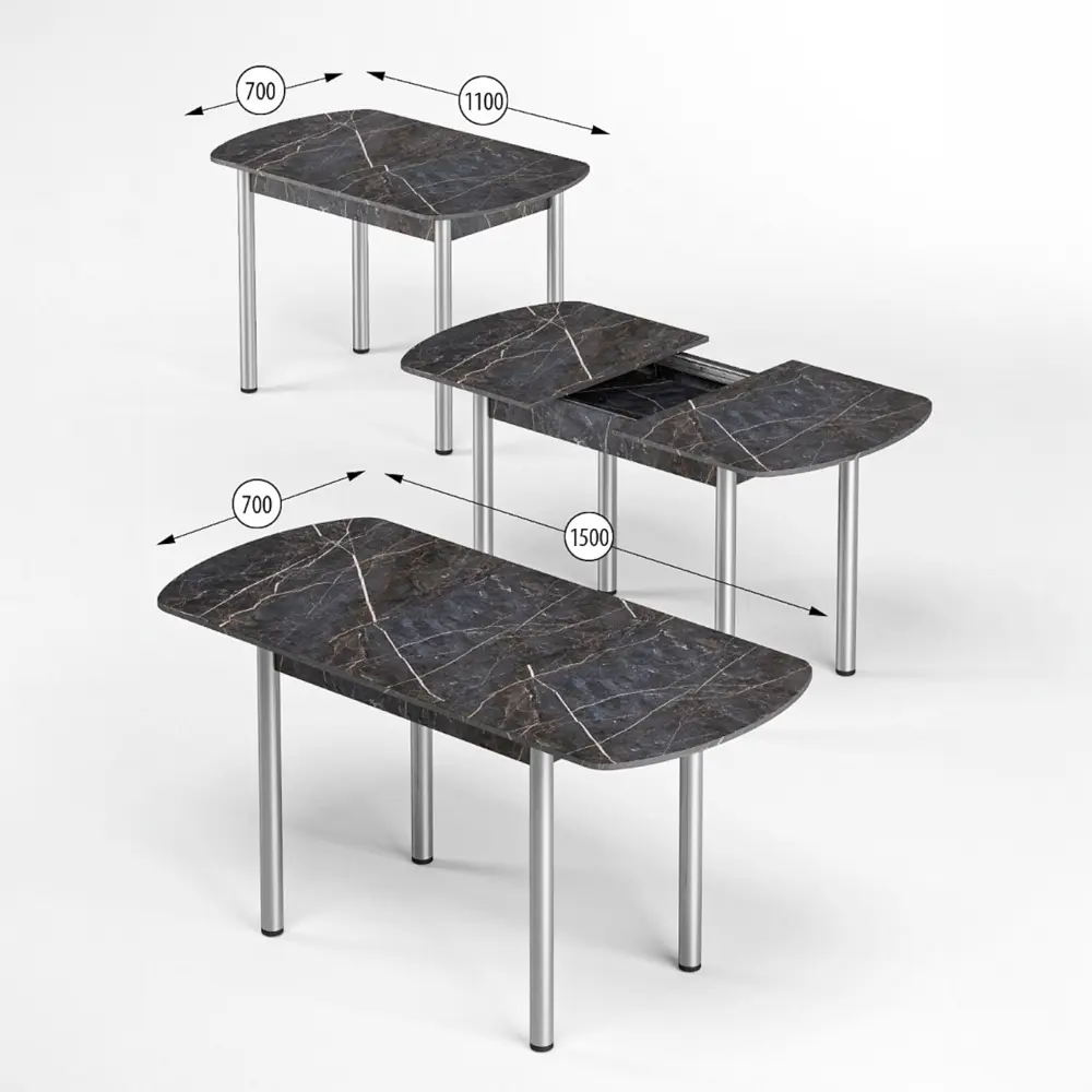 Фото 2 Кухонный стол раскладной Кеа 110-150x70 см ЛДСП цвет черный Фото 2 Кухонный стол раскладной Кеа 110-150x70 см ЛДСП цвет черный