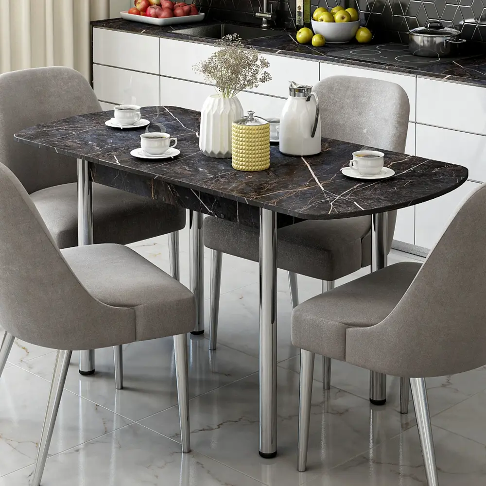 Фото 6 Кухонный стол раскладной Кеа 110-150x70 см ЛДСП цвет черный Фото 6 Кухонный стол раскладной Кеа 110-150x70 см ЛДСП цвет черный