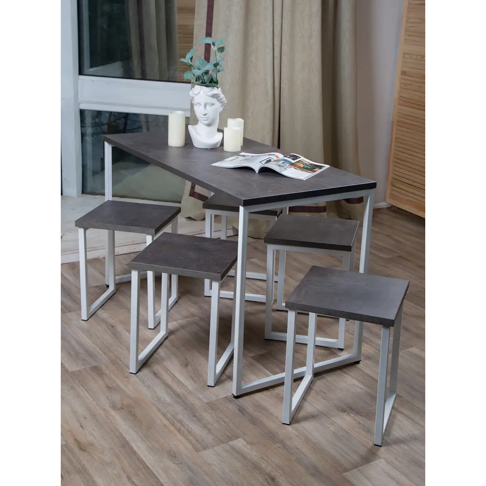 Фото Стол прямоугольный Diko loft 120x60 см лдсп цвет антрацит Фото Стол прямоугольный Diko loft 120x60 см лдсп цвет антрацит