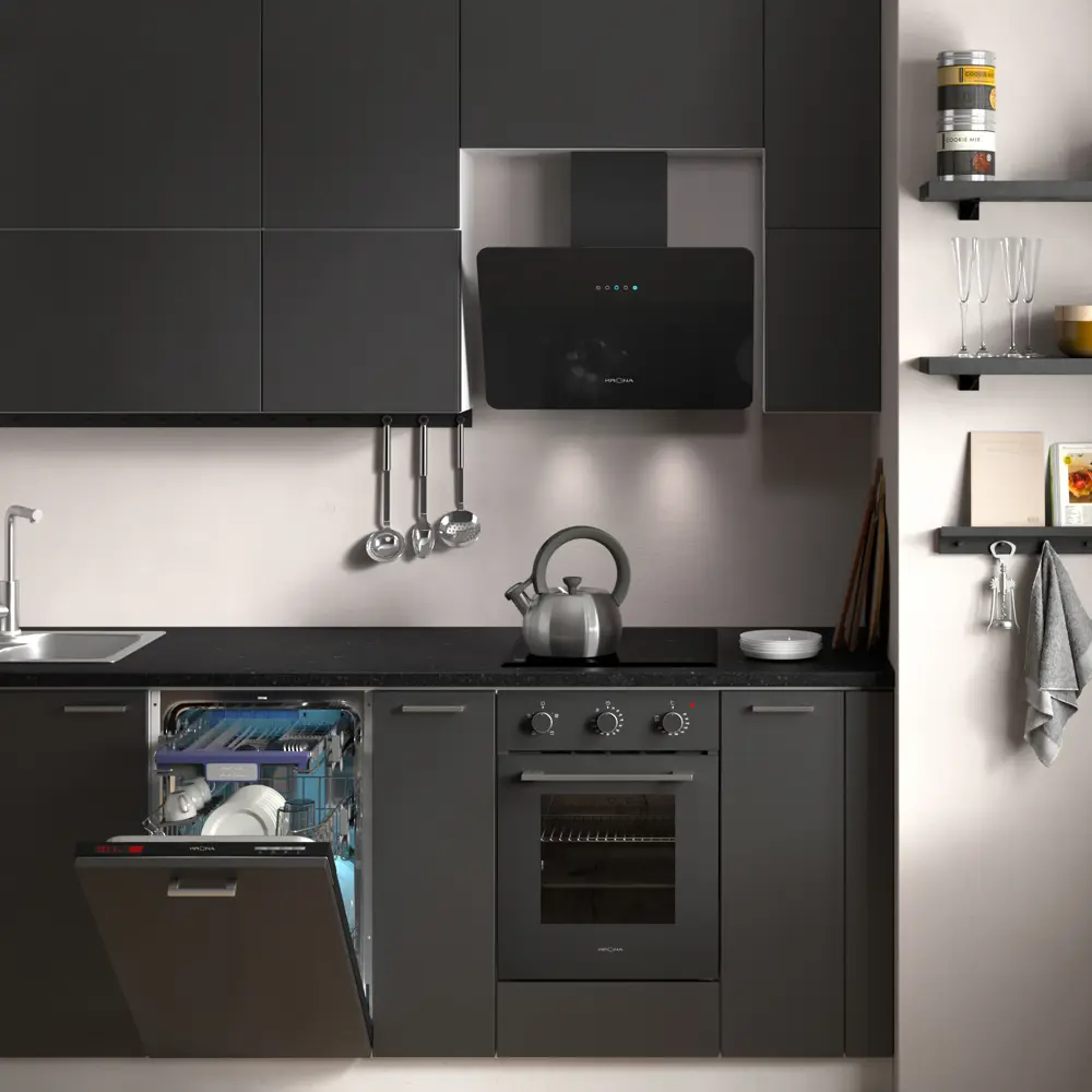 Фото 8 Вытяжка наклонная Krona Liora S 60 см цвет черный Фото 8 Вытяжка наклонная Krona Liora S 60 см цвет черный