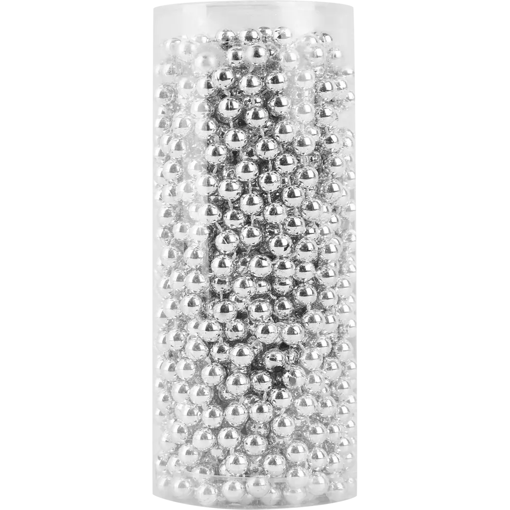 Фото 2 Бусы пластиковые D8мм 10м серебряный новогодние Фото 2 Бусы пластиковые D8мм 10м серебряный новогодние