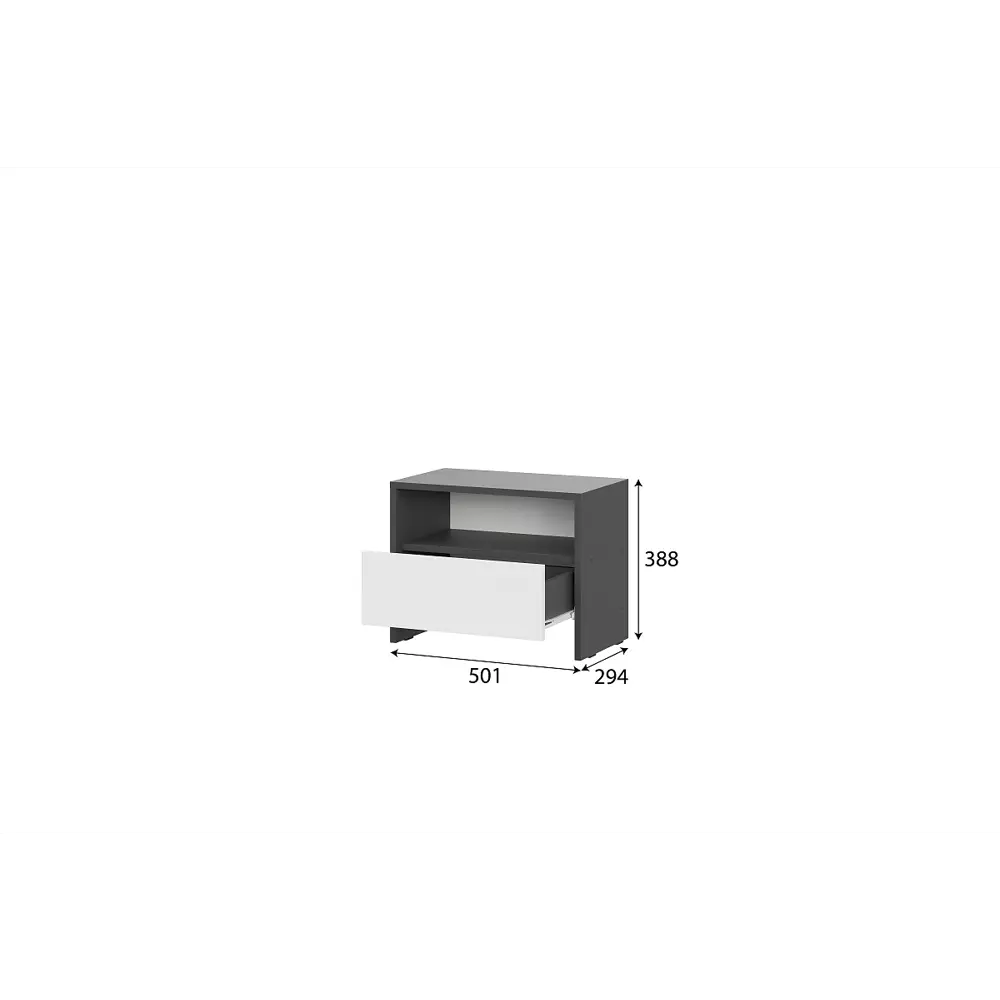 Фото 7 Тумба прикроватная Sv-мебель 50.1x38.8x29.4 см 1 ящик ЛДСП цвет белый, графит