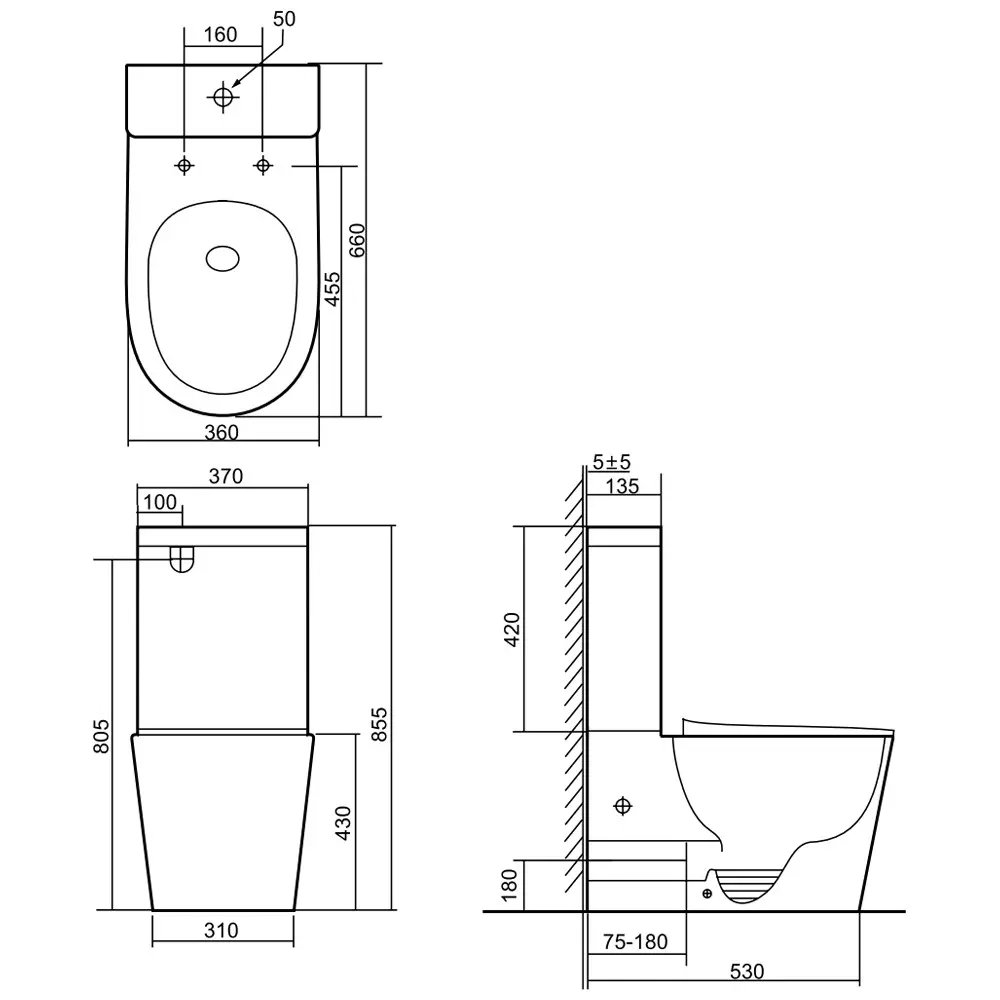 Фото 2 Унитаз-компакт SantiLine SL-5026MB безободковый торнадо Фото 2 Унитаз-компакт SantiLine SL-5026MB безободковый торнадо