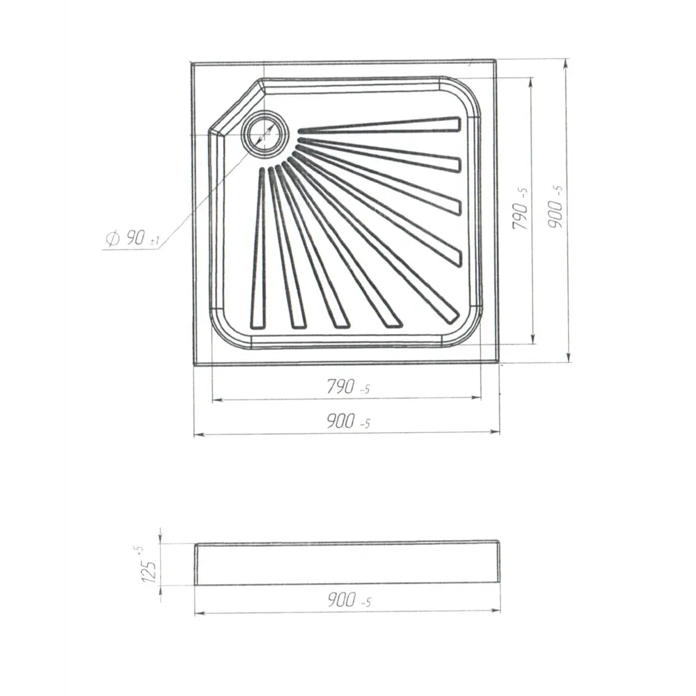 Фото 3 Поддон для душа 1Marka Quadro 90х90 см в наборе 3 в 1: поддон, ножки, сифон