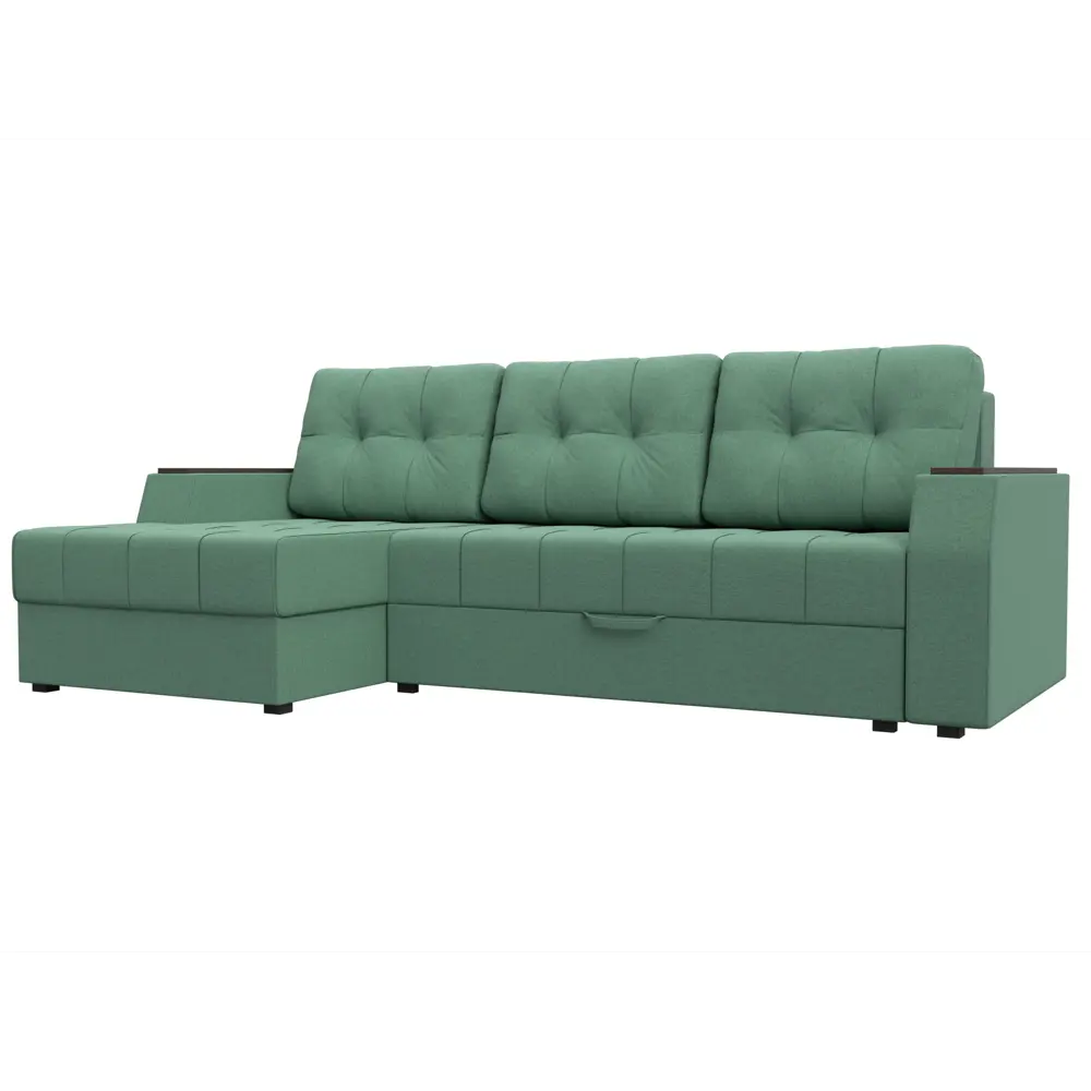 Фото 2 Диван угловой Эмир БС левый угол Лига диванов 123555L 247x92x150 см рогожка цвет амур 11 зеленый