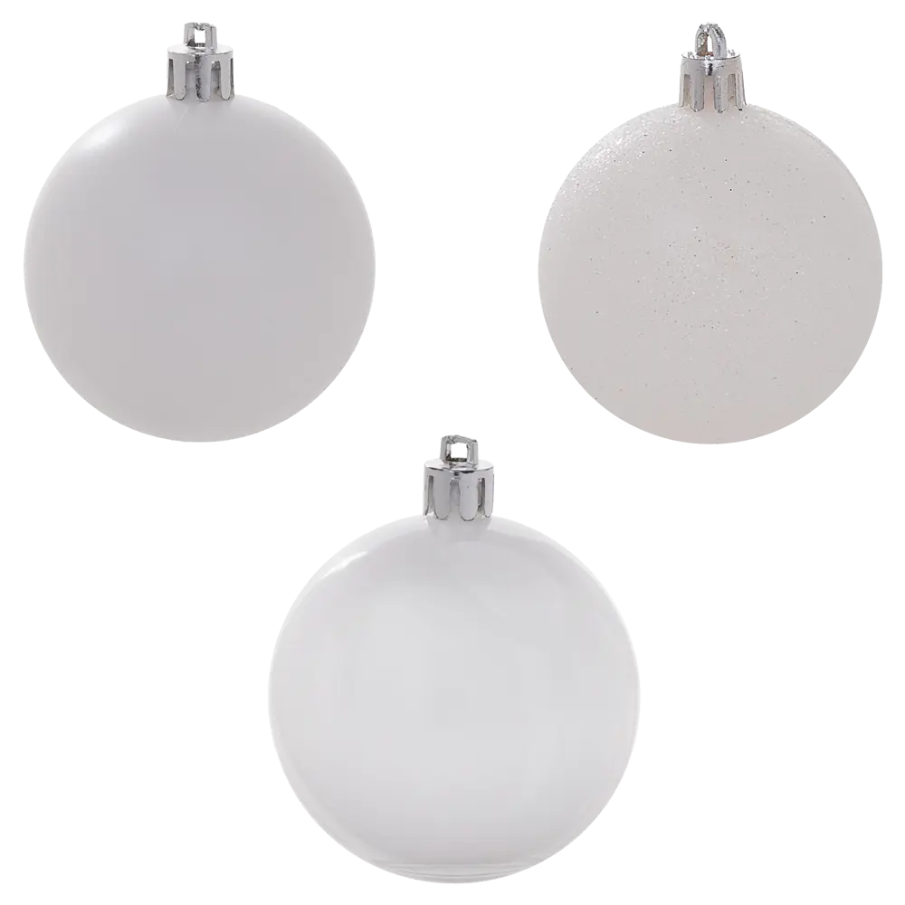 Фото 7 Набор елочных шаров Basic ø6 см пластик белый 18 шт. новогодний Фото 7 Набор елочных шаров Basic ø6 см пластик белый 18 шт. новогодний