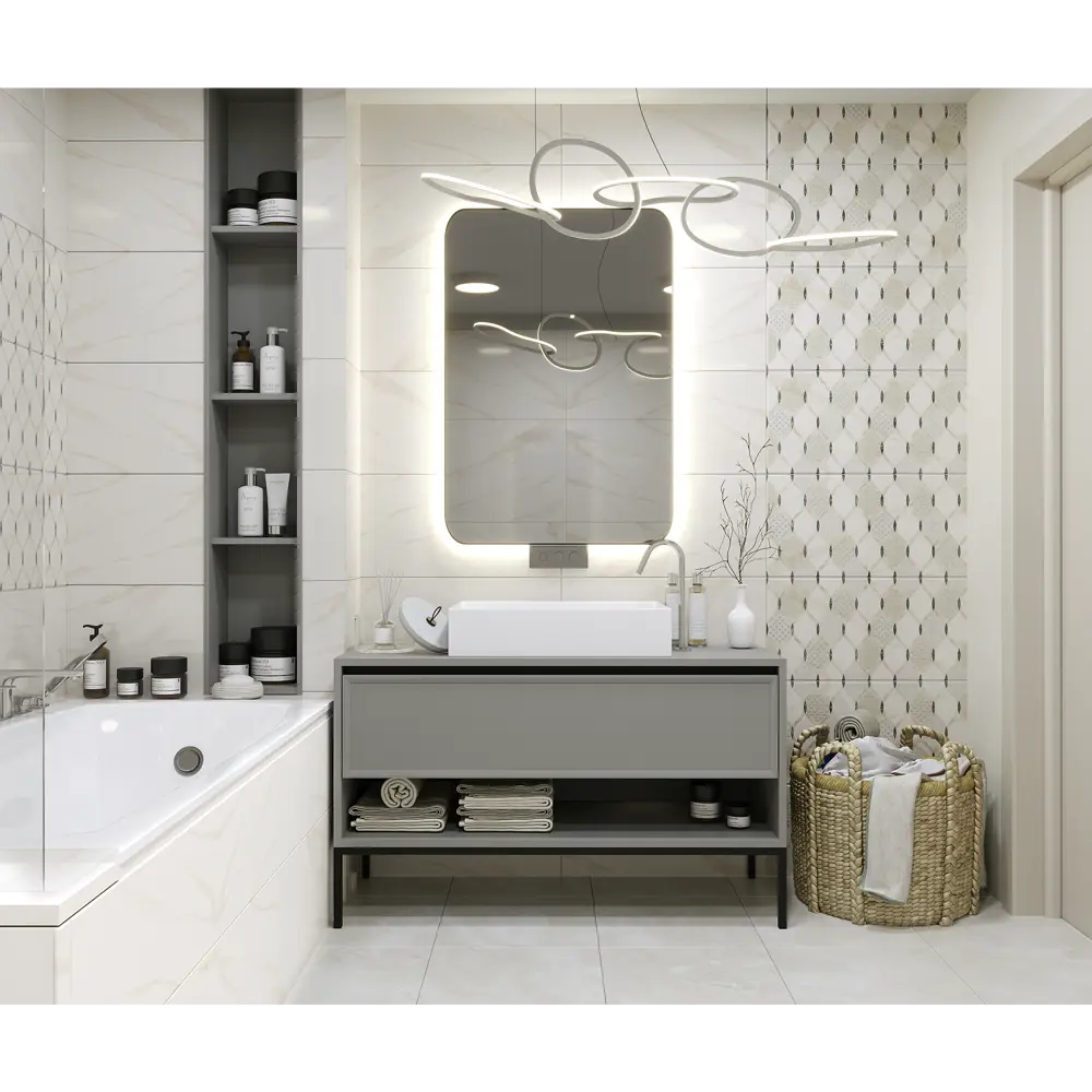 Фото 6 Плитка настенная Azori Astra Arabesco 31.5x63 см 1.79 м² матовая цвет бежевый Фото 6 Плитка настенная Azori Astra Arabesco 31.5x63 см 1.79 м² матовая цвет бежевый