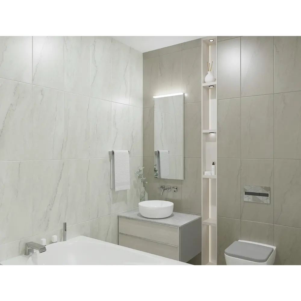 Фото 6 Плитка настенная Azori Carlina Shadow 31.5x63 см 1.79 м² матовая цвет серый Фото 6 Плитка настенная Azori Carlina Shadow 31.5x63 см 1.79 м² матовая цвет серый