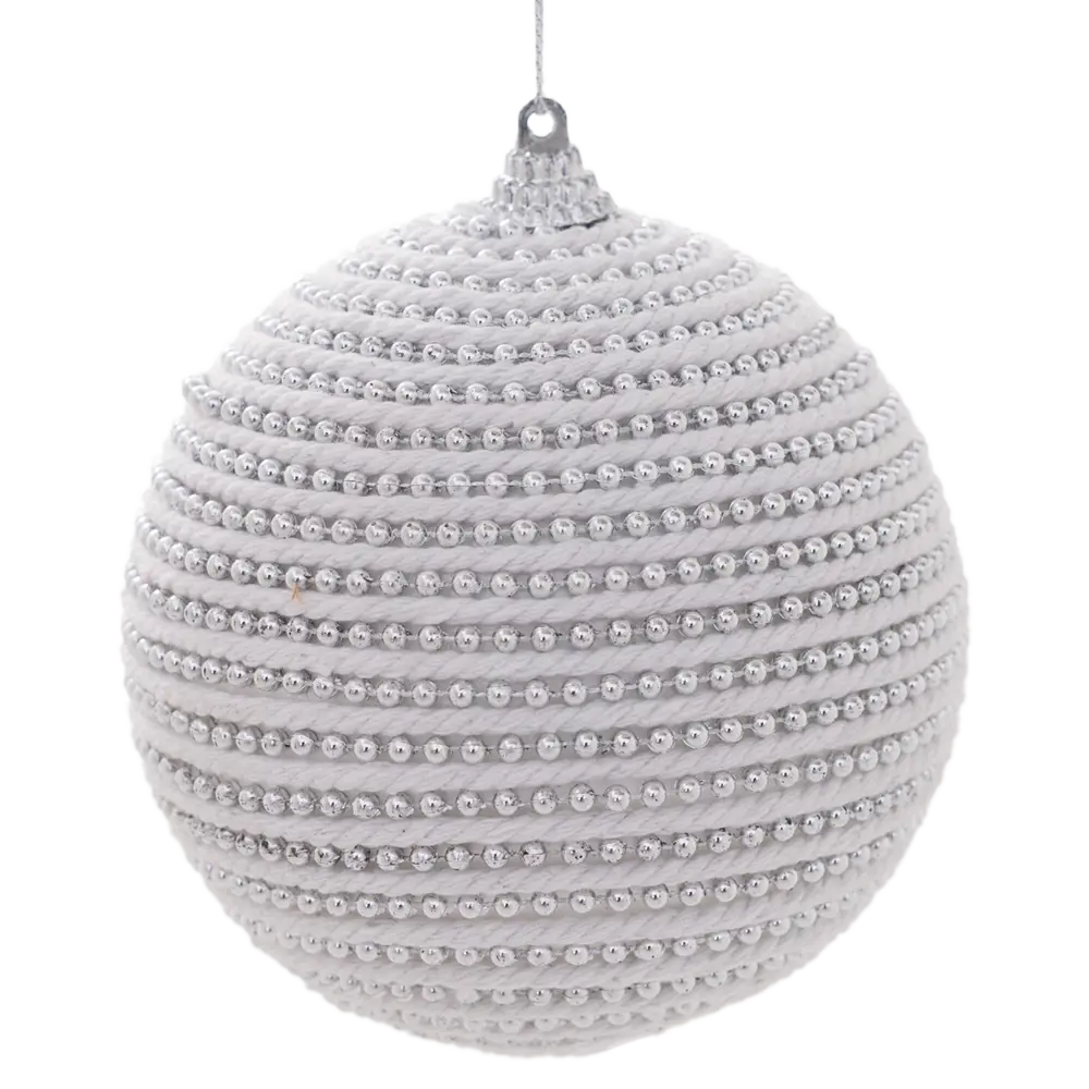 Фото 2 Шар елочный Инди ø10 см пластик бело-серебристый новогодний Фото 2 Шар елочный Инди ø10 см пластик бело-серебристый новогодний
