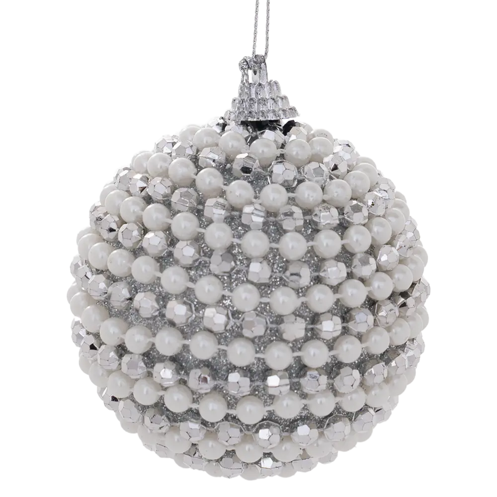Фото 2 Шар елочный Жемчужина ø8 см пластик серебристый новогодний Фото 2 Шар елочный Жемчужина ø8 см пластик серебристый новогодний