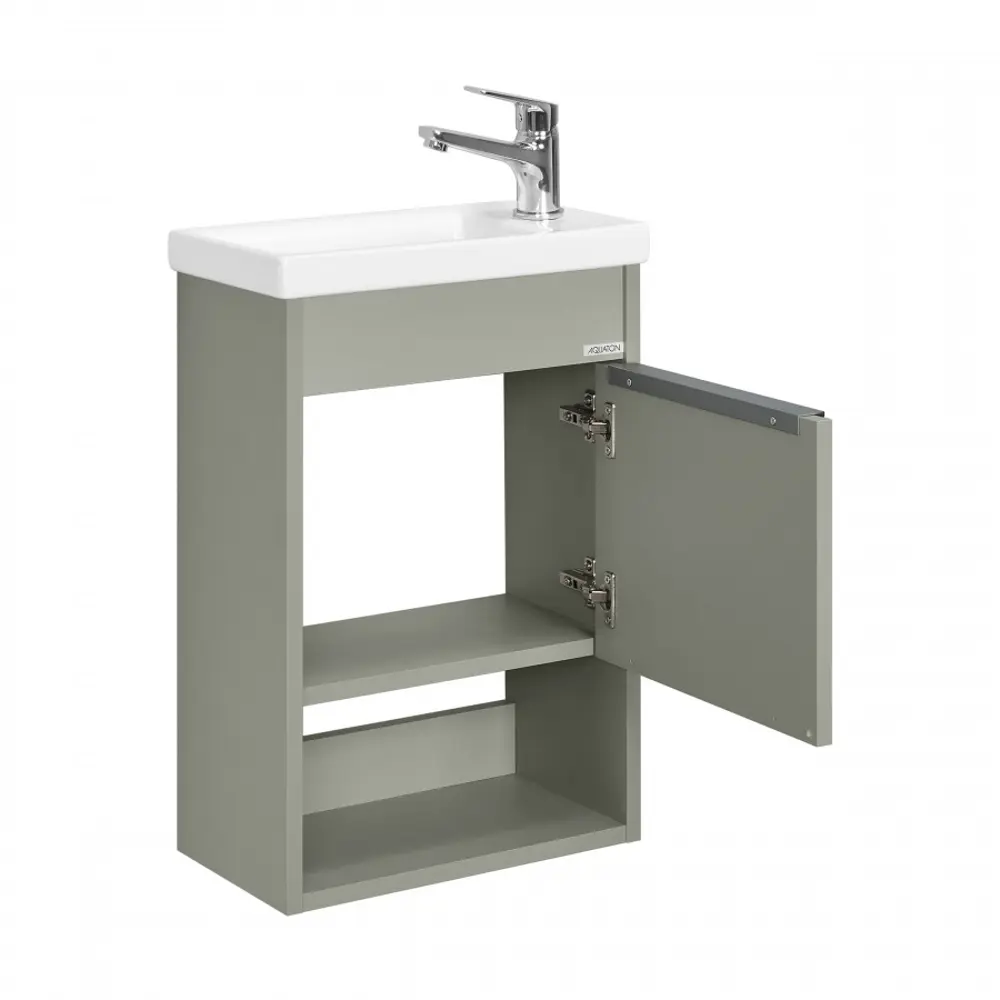 Фото 5 Тумба под раковину в ванную Aquaon 1A287101HP9D0 Хоуп 40 1 створка цвет хаки Фото 5 Тумба под раковину в ванную Aquaon 1A287101HP9D0 Хоуп 40 1 створка цвет хаки