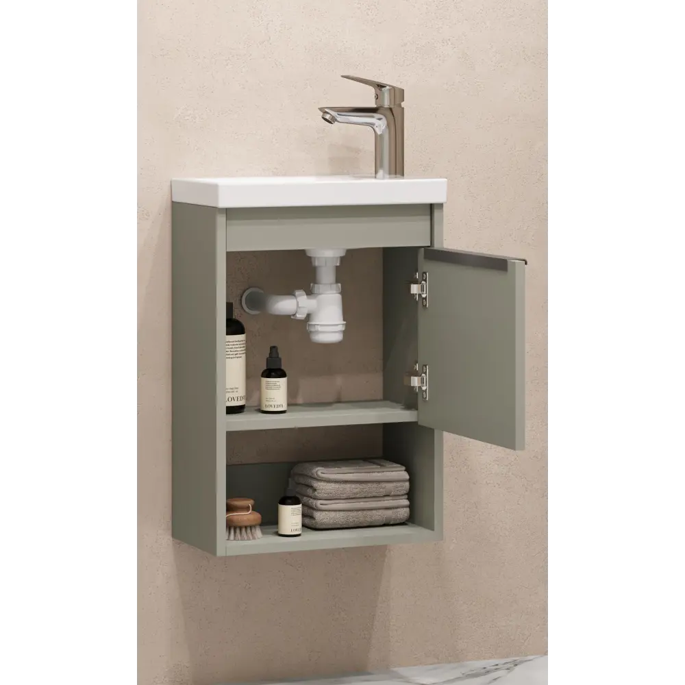 Фото 6 Тумба под раковину в ванную Aquaon 1A287101HP9D0 Хоуп 40 1 створка цвет хаки Фото 6 Тумба под раковину в ванную Aquaon 1A287101HP9D0 Хоуп 40 1 створка цвет хаки