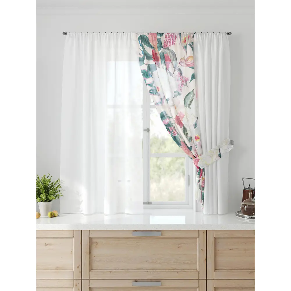 Фото Тюль Comfy way Лерис - 114 CW509114-150 на шторной ленте 150x300 см цвет бежевый