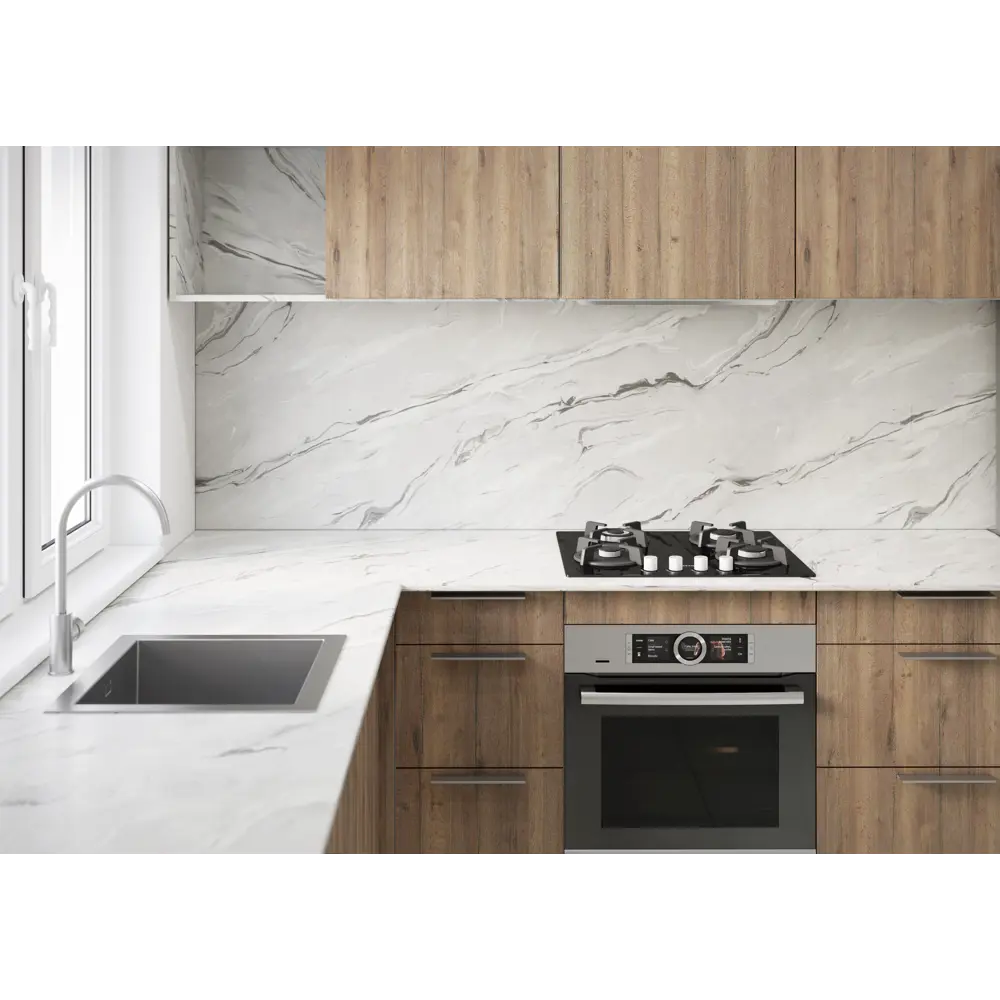 Фото 3 Кухонная столешница Скиф с торцевыми планками 300x60x3.8 см ЛДСП цвет аргус светлый Фото 3 Кухонная столешница Скиф с торцевыми планками 300x60x3.8 см ЛДСП цвет аргус светлый