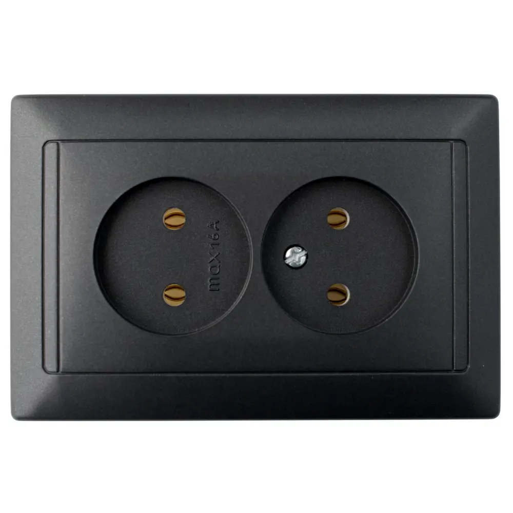 Фото Розетка двойная встраиваемая Bylectrica Стиль РС16-307 цвет графит Фото Розетка двойная встраиваемая Bylectrica Стиль РС16-307 цвет графит