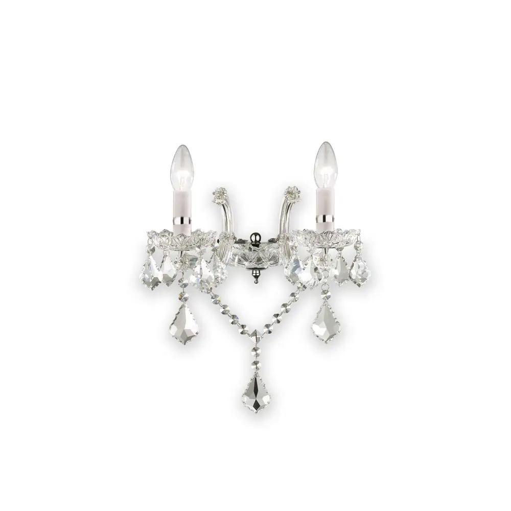 Фото 2 Настенный светильник Ideal lux Florian 035642 цвет хрусталь/хромированный блестящий Фото 2 Настенный светильник Ideal lux Florian 035642 цвет хрусталь/хромированный блестящий