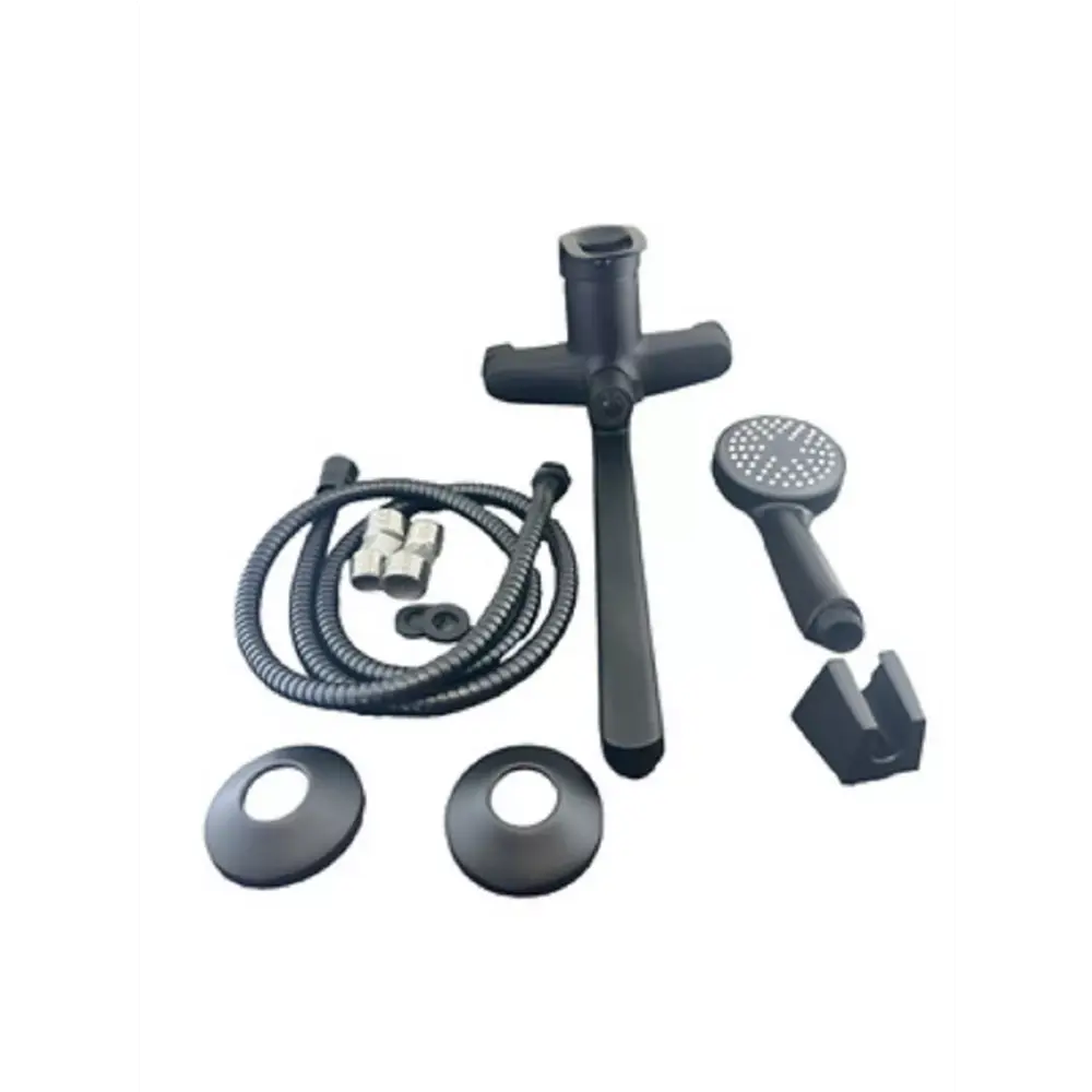 Фото 2 Смеситель для ванны Aloute A3163H с длинным 30 см изливом цвет черный матовый