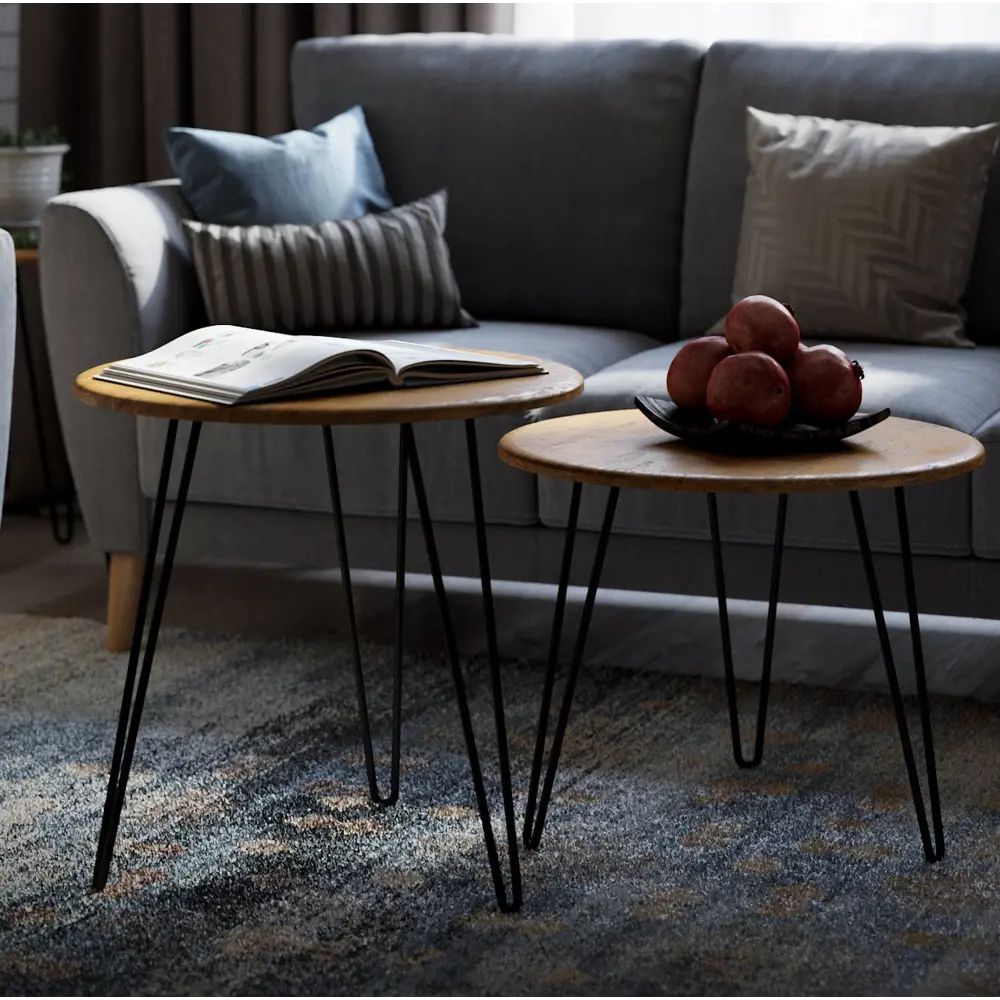 Фото 3 Журнальный столик круглый Калифорния мебель 55x55x45 см коричневый