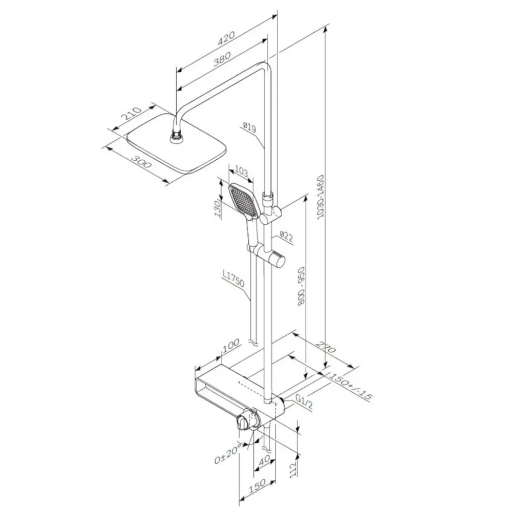 Фото 5 Душевая система Am.pm Sbr85a7bl 3 режимная цвет черный