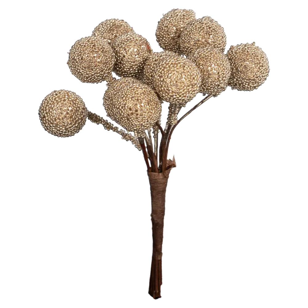 Фото 2 Новогоднее украшение Ветка Гроздь праздничная 11x6 см бежевый Фото 2 Новогоднее украшение Ветка Гроздь праздничная 11x6 см бежевый