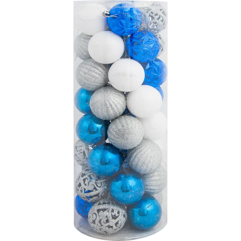 Фото 3 Набор ёлочных шаров 6 см цвет синий, 40 шт. новогодний Фото 3 Набор ёлочных шаров 6 см цвет синий, 40 шт. новогодний