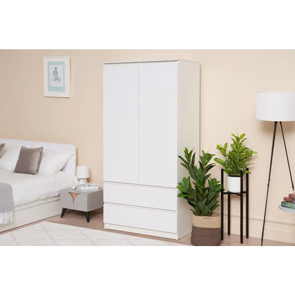 Фото 3 Шкаф Миф 90.20x179.60x51.40 см 2 дверный ЛДСП цвет белый глянец/белый