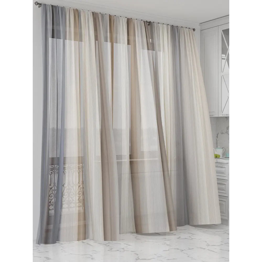 Фото Тюль Comfy way Олион - 80 CW991080-250 на шторной ленте 250x450 см цвет бежевый Фото Тюль Comfy way Олион - 80 CW991080-250 на шторной ленте 250x450 см цвет бежевый