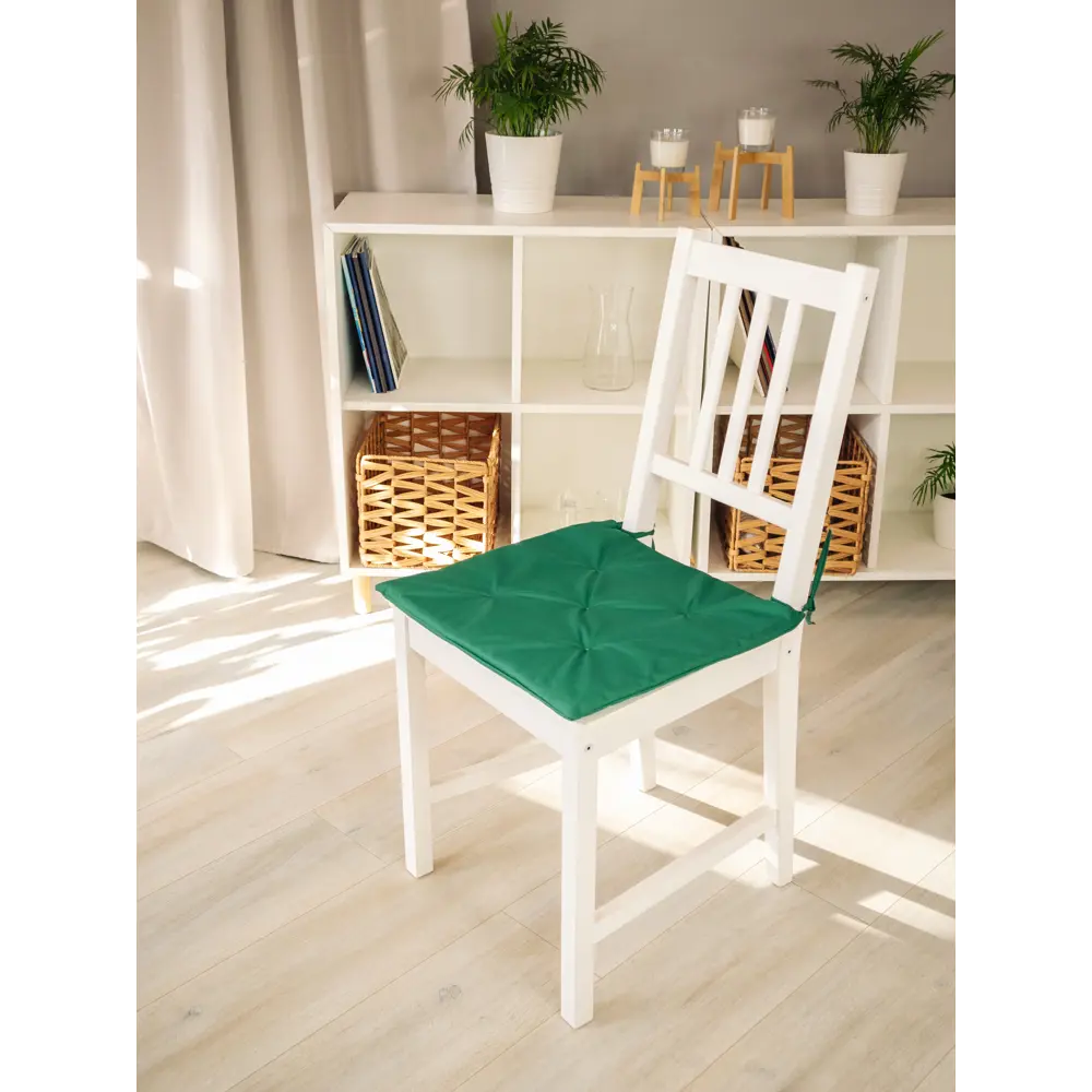 Фото 4 Подушка для стула Linen Way 40x40 см цвет зеленый Фото 4 Подушка для стула Linen Way 40x40 см цвет зеленый