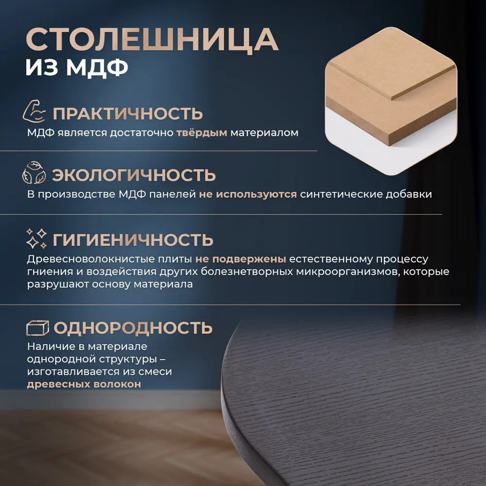 Фото 3 Кухонный стол квадратный Tetchair Quadron 100x100 см Дерево и металл цвет синий, черный Фото 3 Кухонный стол квадратный Tetchair Quadron 100x100 см Дерево и металл цвет синий, черный