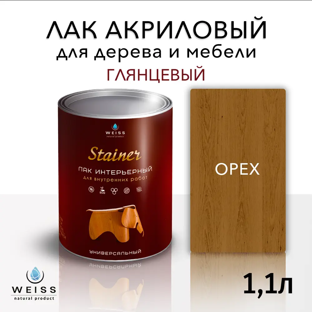 Фото Лак для дерева Weiss интерьерный Ral 8001 орех глянцевый 1.1 л Фото Лак для дерева Weiss интерьерный Ral 8001 орех глянцевый 1.1 л