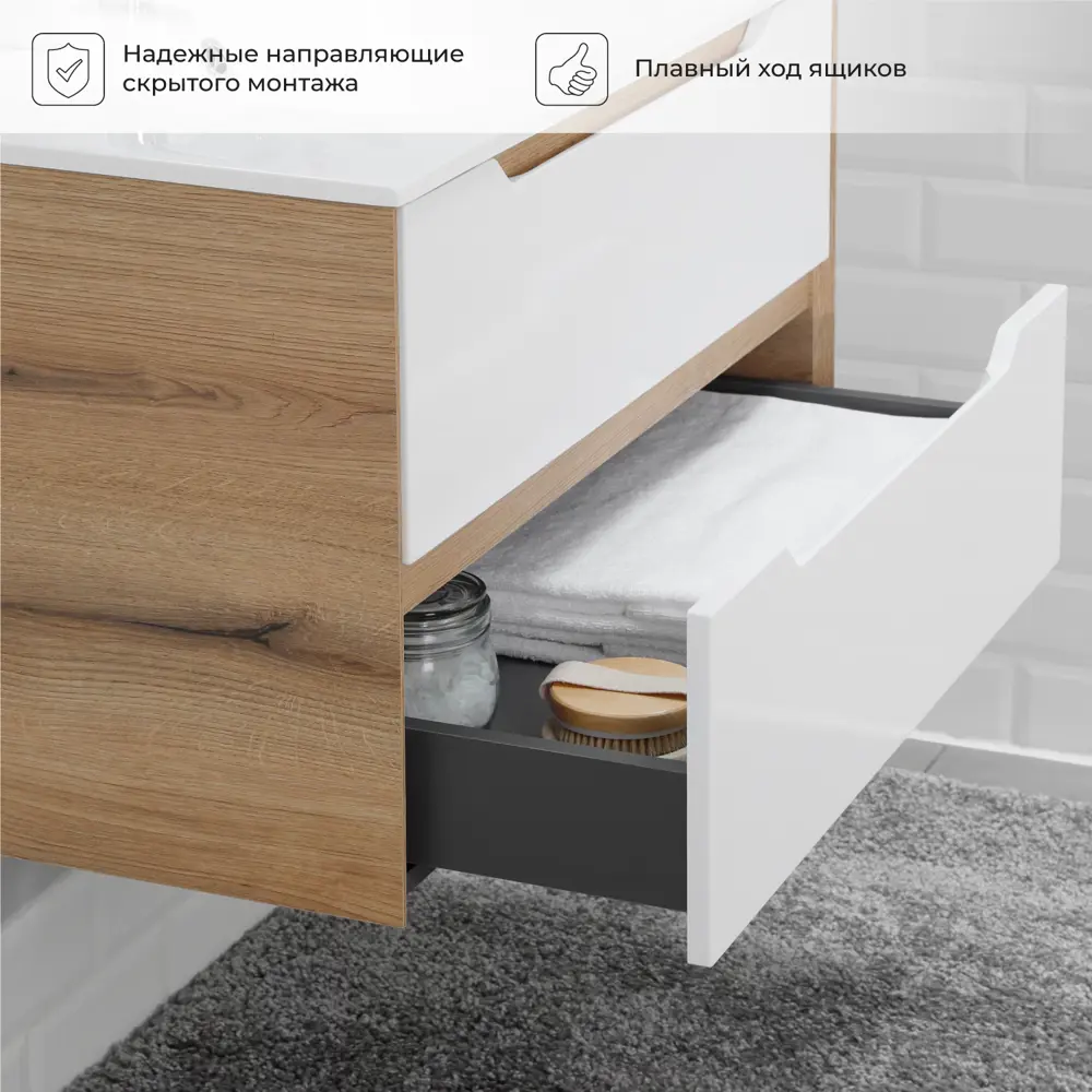 Фото 8 Тумба под раковину подвесная Итана Nill 80 79.8x47x50 белый глянец Фото 8 Тумба под раковину подвесная Итана Nill 80 79.8x47x50 белый глянец