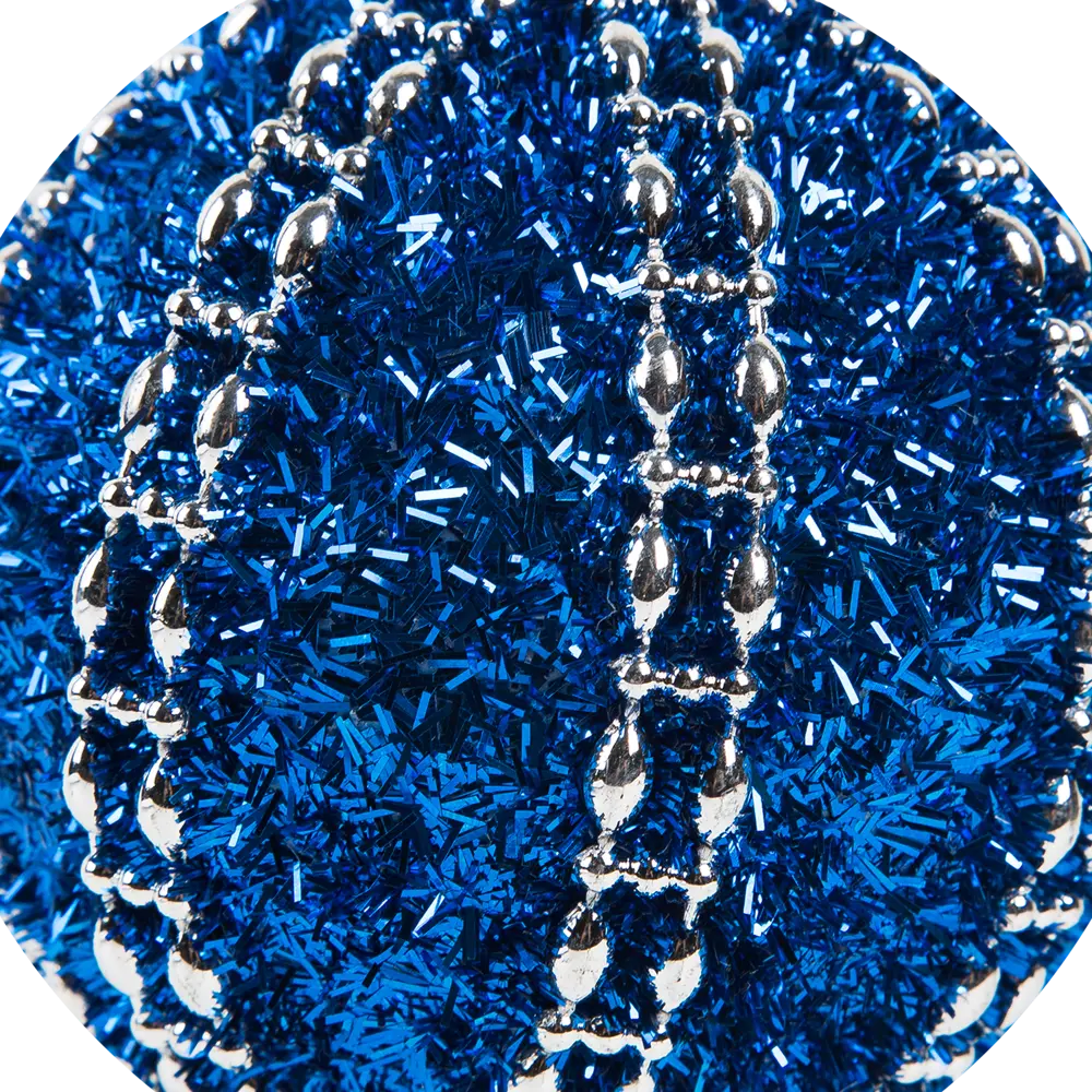 Фото 4 Шар ёлочный с бусами 8 см цвет синий новогодний Фото 4 Шар ёлочный с бусами 8 см цвет синий новогодний
