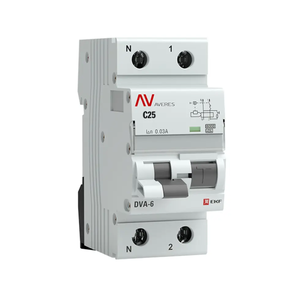 Фото Дифференциальный автомат Ekf DVA-6 2P 16 А 6 кА rcbo6-1pn-25C-30-a-av Фото Дифференциальный автомат Ekf DVA-6 2P 16 А 6 кА rcbo6-1pn-25C-30-a-av