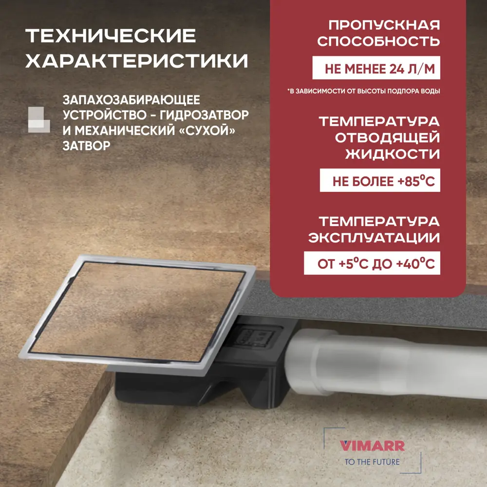 Фото 2 Трап для душа Vimarr 515C231511050 комбинированный затвор 15x15 см нержавеющая сталь Фото 2 Трап для душа Vimarr 515C231511050 комбинированный затвор 15x15 см нержавеющая сталь