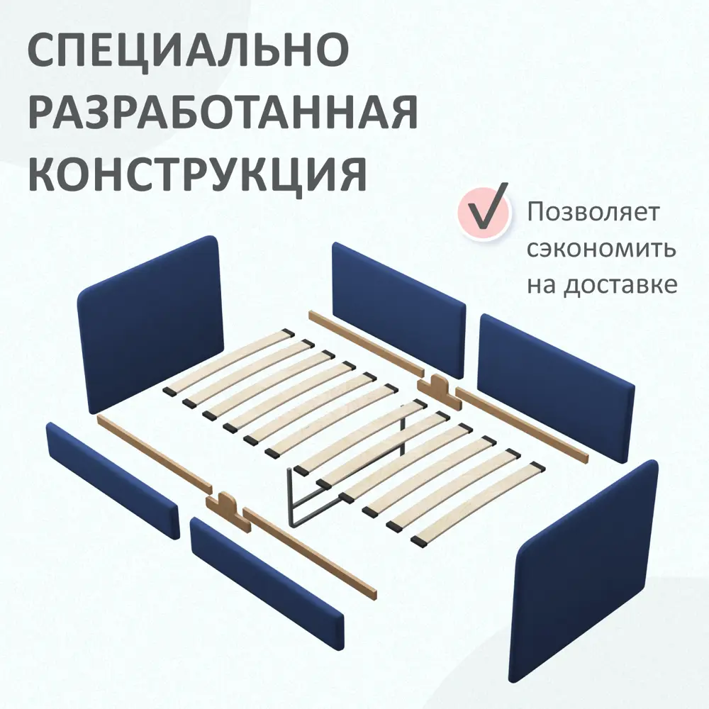 Фото 6 Кровать Romack Donny 77x60.5x168 см ДСП цвет синий Фото 6 Кровать Romack Donny 77x60.5x168 см ДСП цвет синий