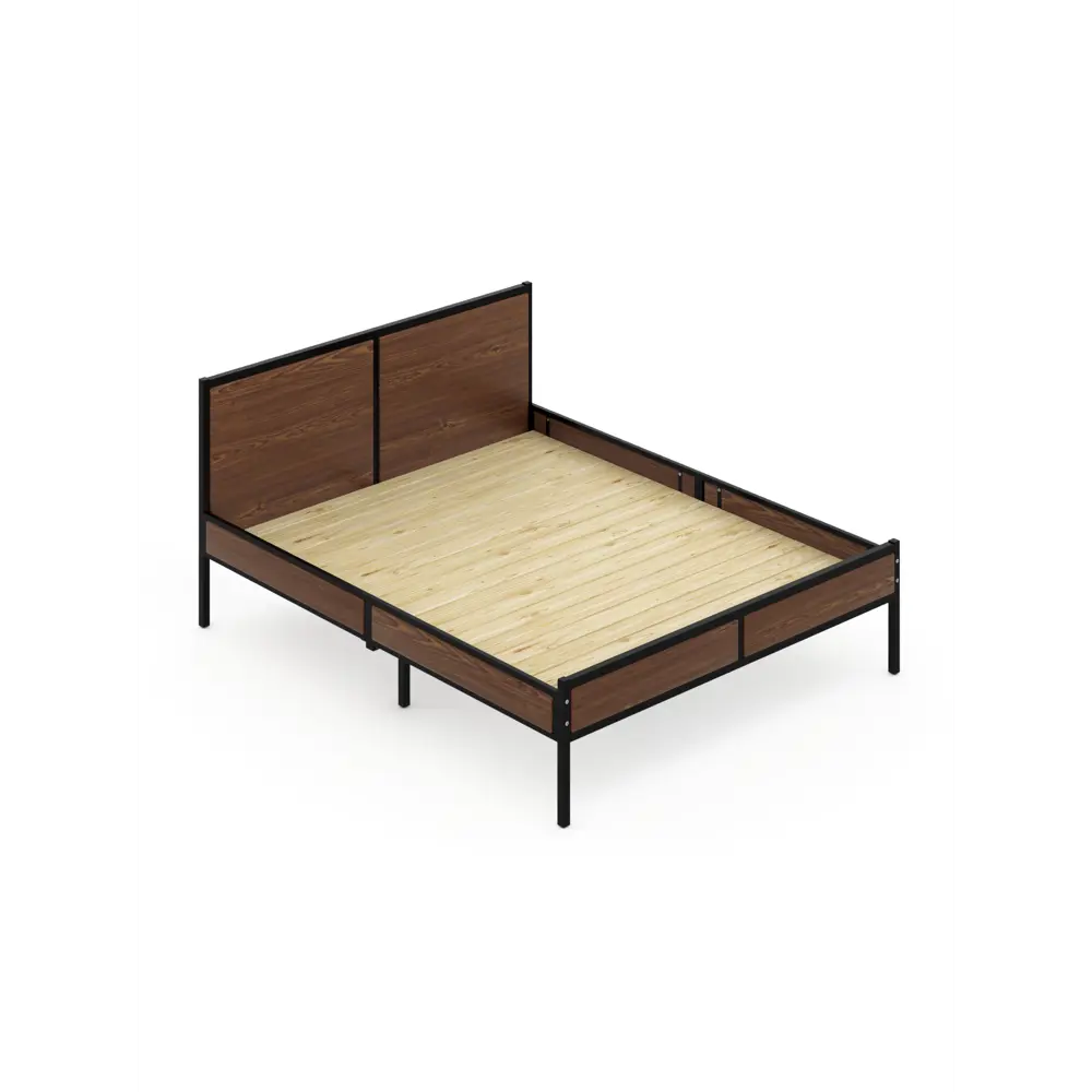 Фото 2 Кровать Solarius Kr140loft-temd-black-full 145 x 90 x 206 см сосна цвет черный