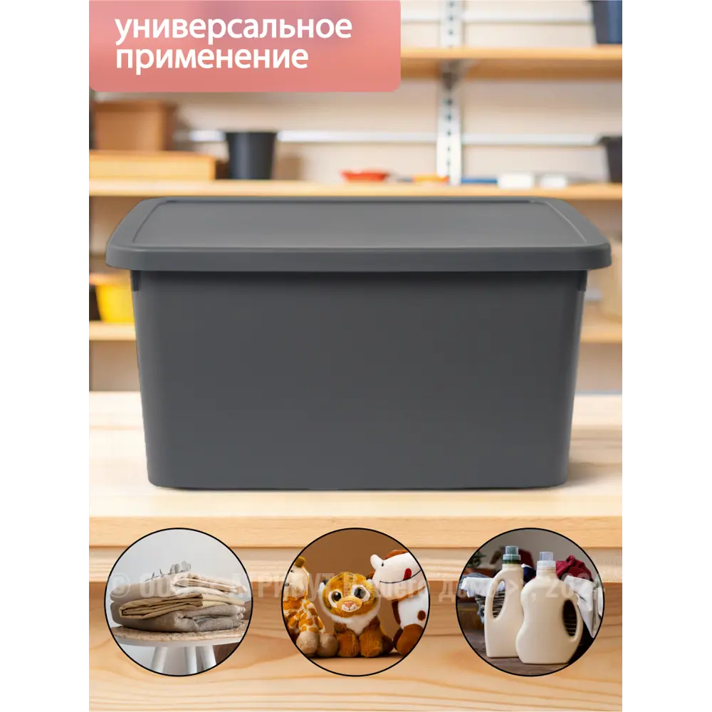 Фото 4 Контейнер для хранения HOBBY LIFE STORUM тёмно-серая 20л 42.3x31.1x20.7см с крышкой Фото 4 Контейнер для хранения HOBBY LIFE STORUM тёмно-серая 20л 42.3x31.1x20.7см с крышкой
